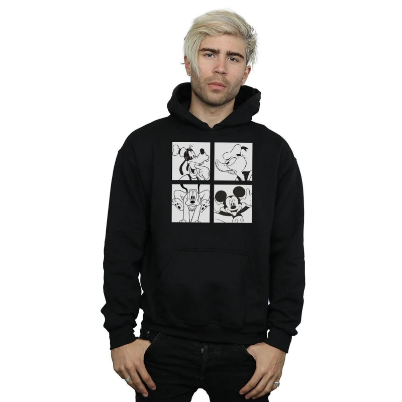 Image of Disney Men Mickey, Donald, Goofy And Pluto Boxed Hoodie in Black Size: Small Black S Male 5057864237474