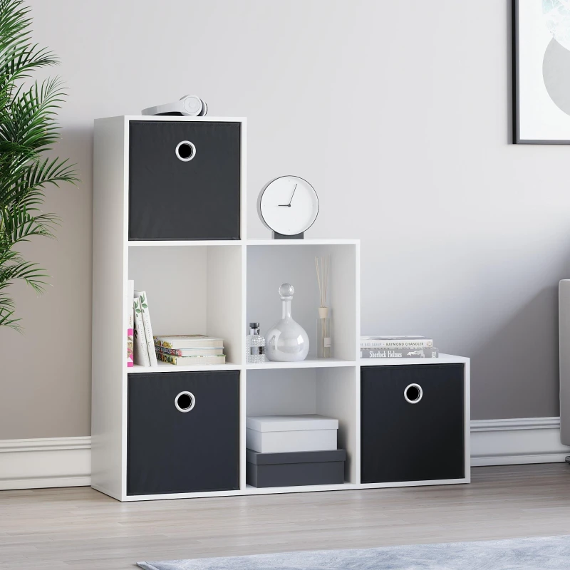 Image of Lassic 6 Cube Storage Unit (W) + Set of 3 Storage Cubes Black unisex 6 Unit