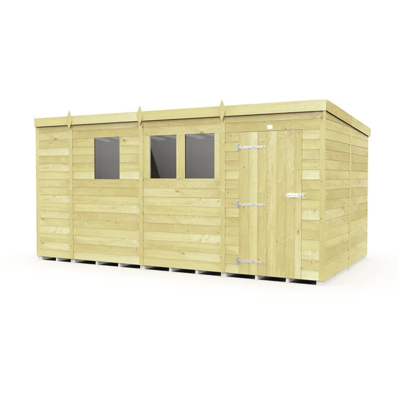 Image of Flat Pack Sheds DIY Sheds 13 x 8 Pent Shed, Brown 13X8PFF