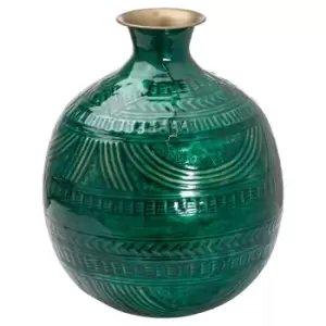 Image of Hill Interiors Aztec Collection Brass Embossed Ceramic Dipped Squat Vase