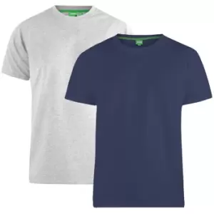 Image of Duke Mens Fenton Kingsize D555 Round Neck T-Shirts (Pack Of 2) (2XL) (Navy/Grey)