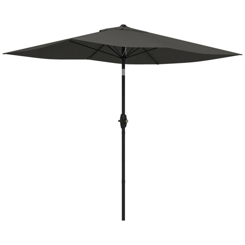 Image of Outsunny 2 x 3(m) Garden Parasol Rectangular Market Umbrella with Crank Dark Grey 84D-158V01CG