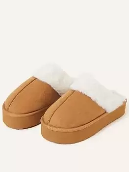 Image of Accessorize Platform Suedette Mule, Brown Size M Women