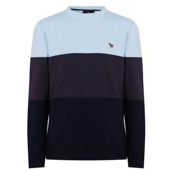 Image of Paul Smith Colour Block Crew Neck Sweatshirt - Blue