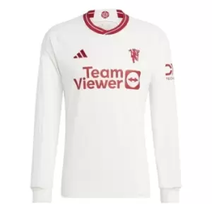 Image of adidas Manchester United Long Sleeve Third Shirt 2023 2024 Adults - White