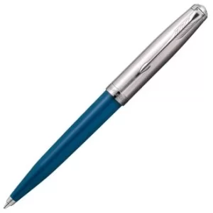 Image of Parker 51 Teal Blue and Chrome Ballpoint Pen