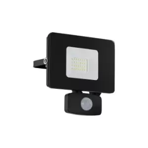 Image of IP44 Outdoor Flood Light & PIR Sensor Black Aluminium 20W Built in LED