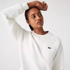 Image of Lacoste Womens Crew Neck Cotton Blend Sweatshirt Size 8 White