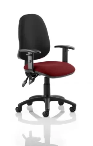 Image of Eclipse II Lever Task Operator Chair Black Back Bespoke Seat With Height Adjustable Arms In Ginseng Chilli