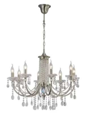 Image of Leana Ceiling Pendant Chandelier 8 Light Satin Nickel, Crystal