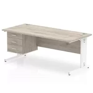 Image of Impulse 1800 Rectangle White Cable Managed Leg Desk Grey Oak 1 x 3