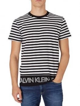 Image of Calvin Klein Jeans Outline Logo Striped T-Shirt
