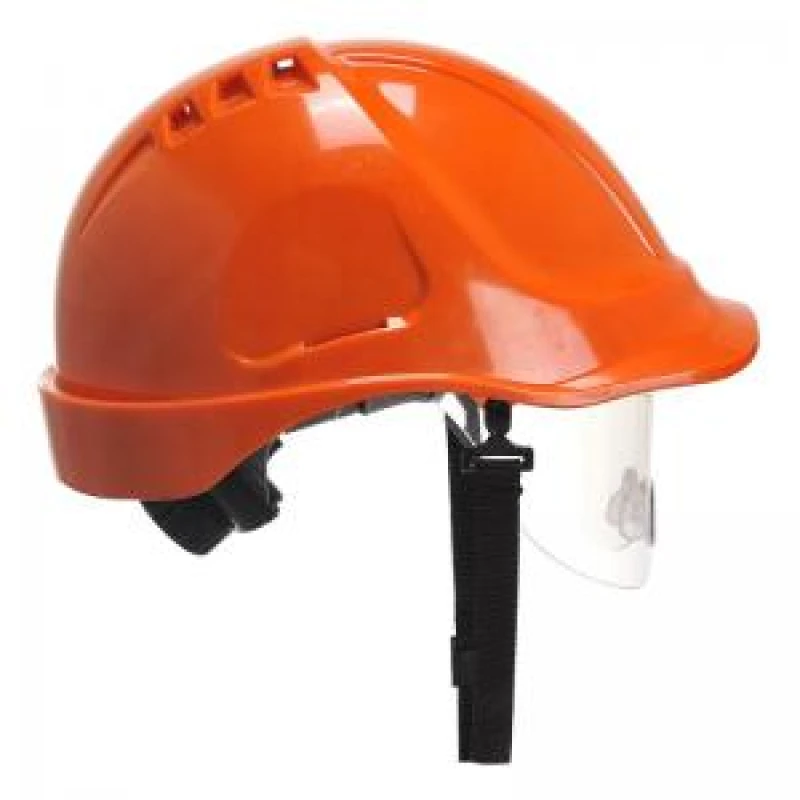 Image of Portwest Endurance Safety Helmet and Visor PW55ORR Colour: Orange
