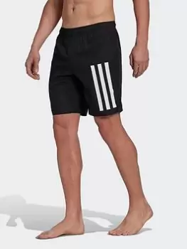 Image of adidas Classic Length 3-stripes Swim Shorts, Black/White, Size 2XL, Men