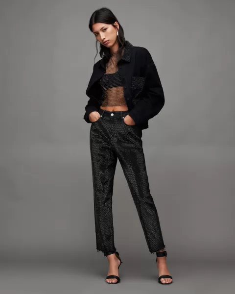 Image of AllSaints Rali Sparkle Embellished Straight Jeans
