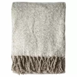 Image of Crossland Grove Herringbone Faux Mohair Throw Taupe 1300x1800mm