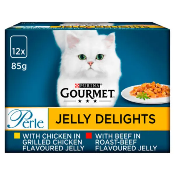 Image of Purina Gourmet Perle Jelly Delight Meat Selection Cat Food 12 x 85g