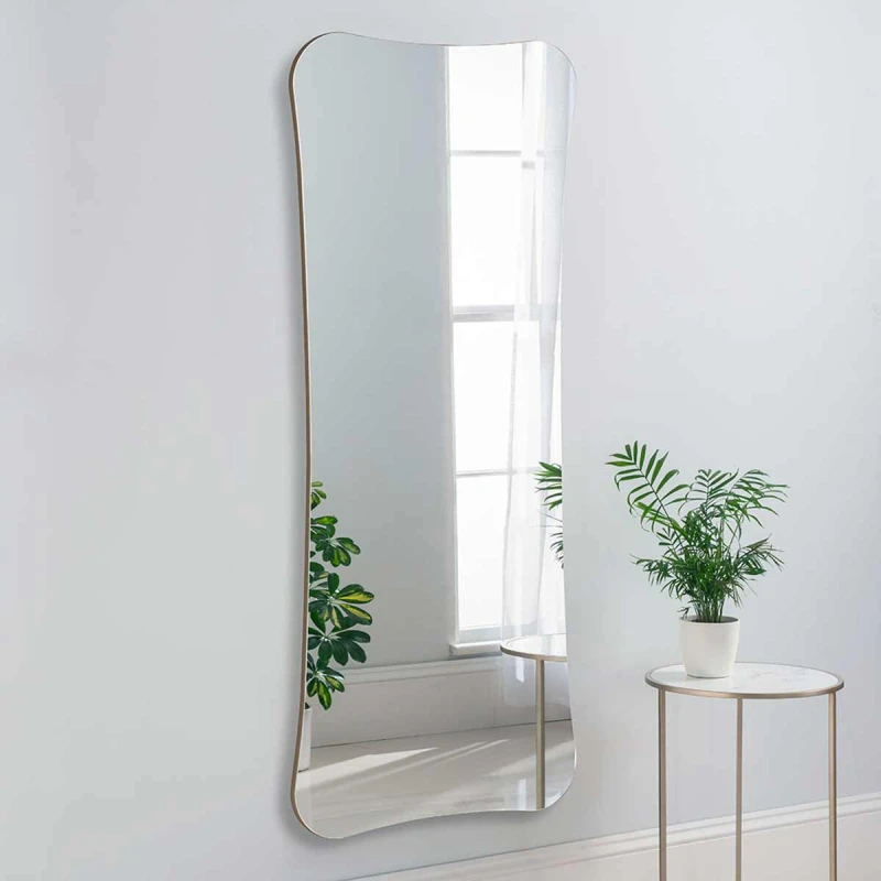 Image of Yearn Mirrors Yearn Mirrors Large Full Length Irregular Curved Mirror in Black One Size Unisex 0756406342892