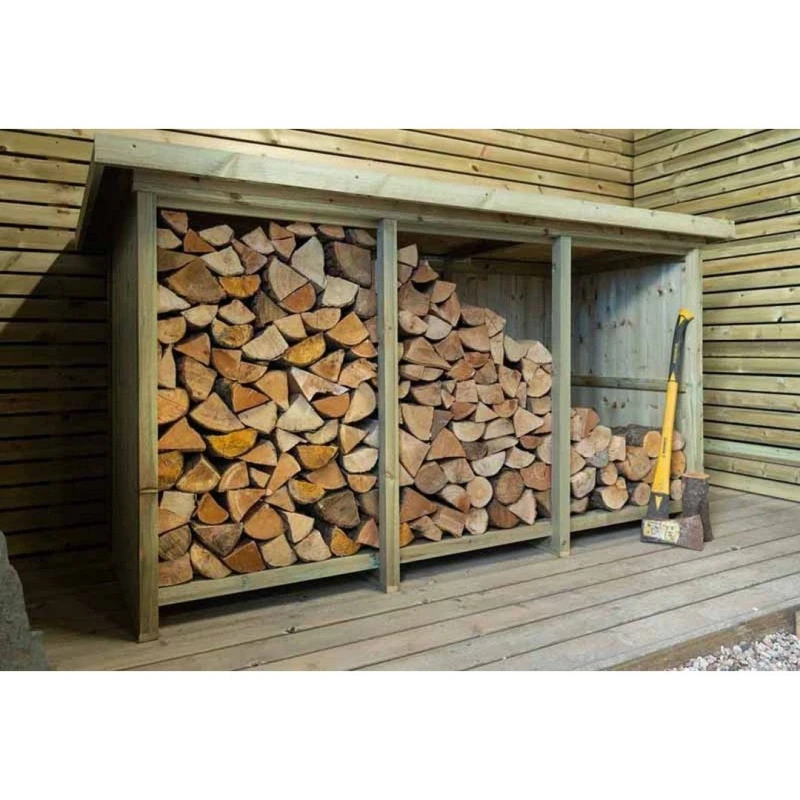 Image of Buttercup Farm Billington Log Store Large - Timber - L96 x W227 x H123cm in Brown Brown Unisex