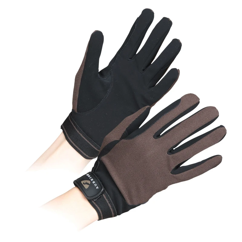 Image of Aubrion Aubrion Mesh Riding Gloves in Brown Size: Medium Brown M Unisex 5063107045935