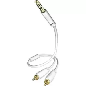 Image of Inakustik 003100015 RCA / Jack Audio/phono Cable [2x RCA plug (phono) - 1x Jack plug 3.5 mm] 1.50 m White gold plated connectors