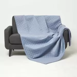 Image of HOMESCAPES Diamond Quilted Blue Velvet Throw - Blue