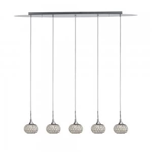 Image of Ceiling Pendant 5 Light Line Polished Chrome, Clear Glass