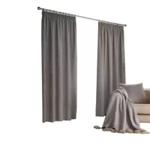 Image of Furn Harrison Pencil Pleat Faux Wool Curtains (Pair) (168x229cm) (Grey)