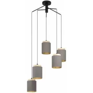 Image of Loops - Pendant Light Colour Black Brown Shade Cappuccino Fabric Bulb E27 5x40W