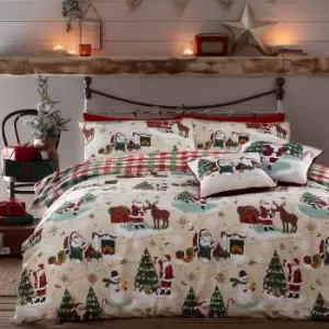 Image of Jolly Santa Christmas Duvet Cover Set Multi / Double