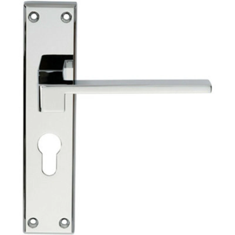 Image of Loops PAIR Flat Straight Lever on Euro Backplate Handle 180 x 40mm Polished Chrome Multi