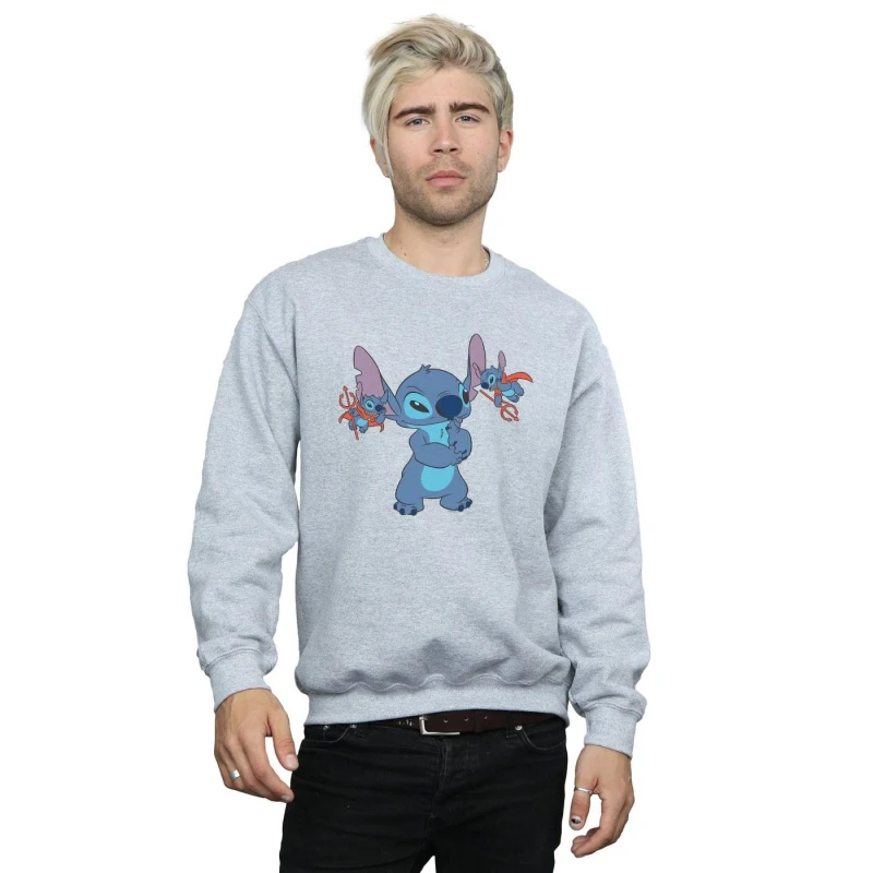 Image of Disney Men Lilo And Stitch Little Devils Sweatshirt in Grey Size: Small Grey S Male 5059114524716