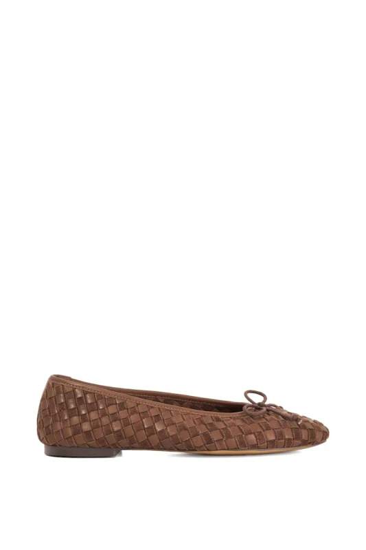 Image of Dune London Womens 'Heat' Leather Ballet Pumps in Brown Size: 8 Brown Female 8