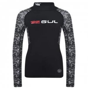 Image of Gul Long Sleeve Rash Vest Junior Boys - Black Print
