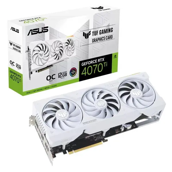 Image of Asus TUF GAMING RTX4070 Ti White OC, PCIe4, 12GB DDR6X Graphics Card NVRTX4070TIX12ASTUFOCW