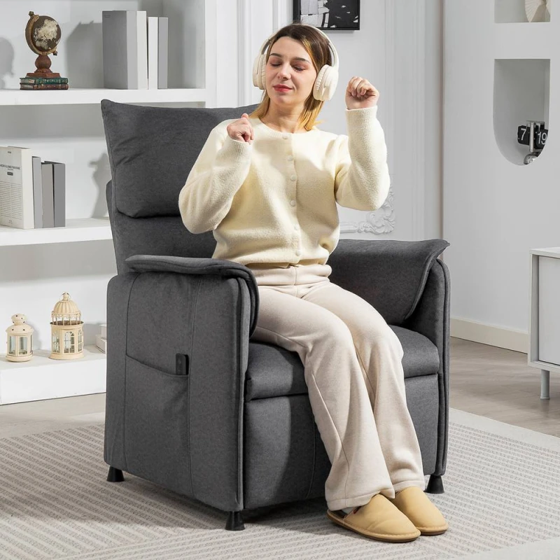 Image of HOMCOM Electric Reclining Chair w/ Remote, Power Recliner for Elderly in Dark Grey Size: 1 Seater Dark Grey Unisex 1 Seater