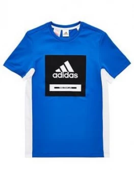Image of Adidas Junior Boys Bold Logo Training T-Shirt - Blue