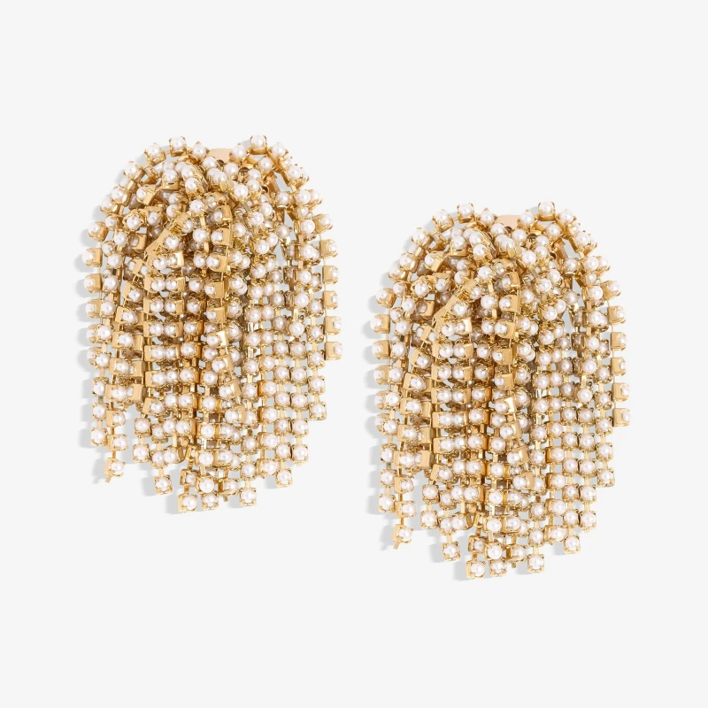 Image of Mood Gold Pearl Chain Statement Shower Earrings Jewellery Sets One Size Gold 72233210000