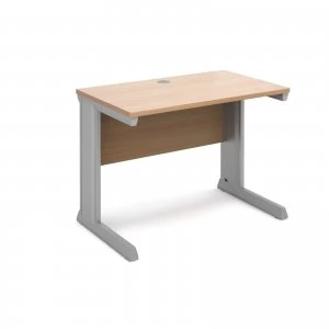 Image of Vivo Straight Desk 1000mm x 600mm - Silver Frame Beech Top
