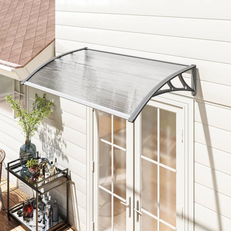 Image of OUTSUNNY Door Canopy Outdoor Awning Rain Shelter for Window Porch, Grey Grey Unisex