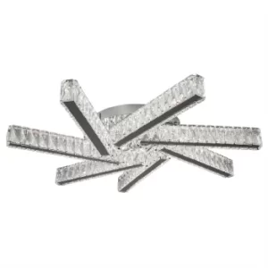 Image of Clover LED 7 Light Flush Ceiling Light Chrome, Crystal