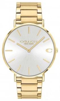 Image of Coach Mens Charles Gold PVD Bracelet Silver Dial Watch