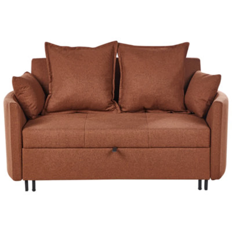 Image of Beliani Sofa Bed 2 Seater Hovin Fabric Golden Brown