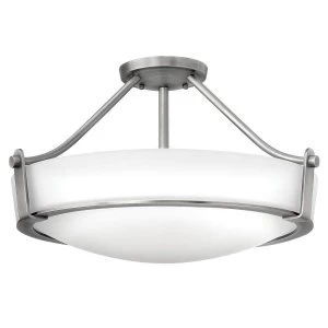 Image of 2 Light Medium Semi Flush Ceiling Light Nickel, E27