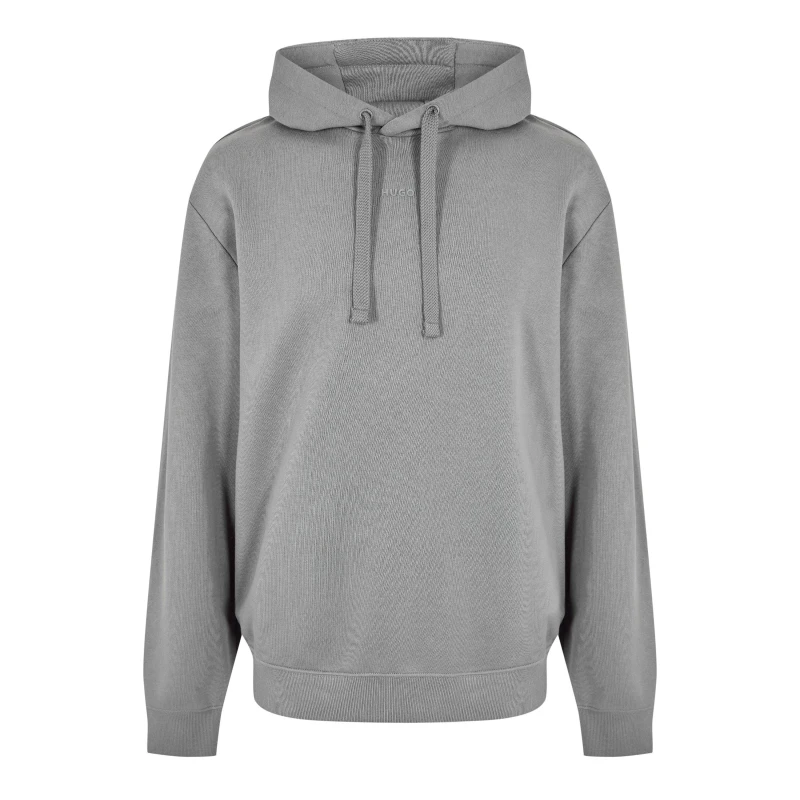 Image of Hugo Logo Hoodie Open Grey male X Small
