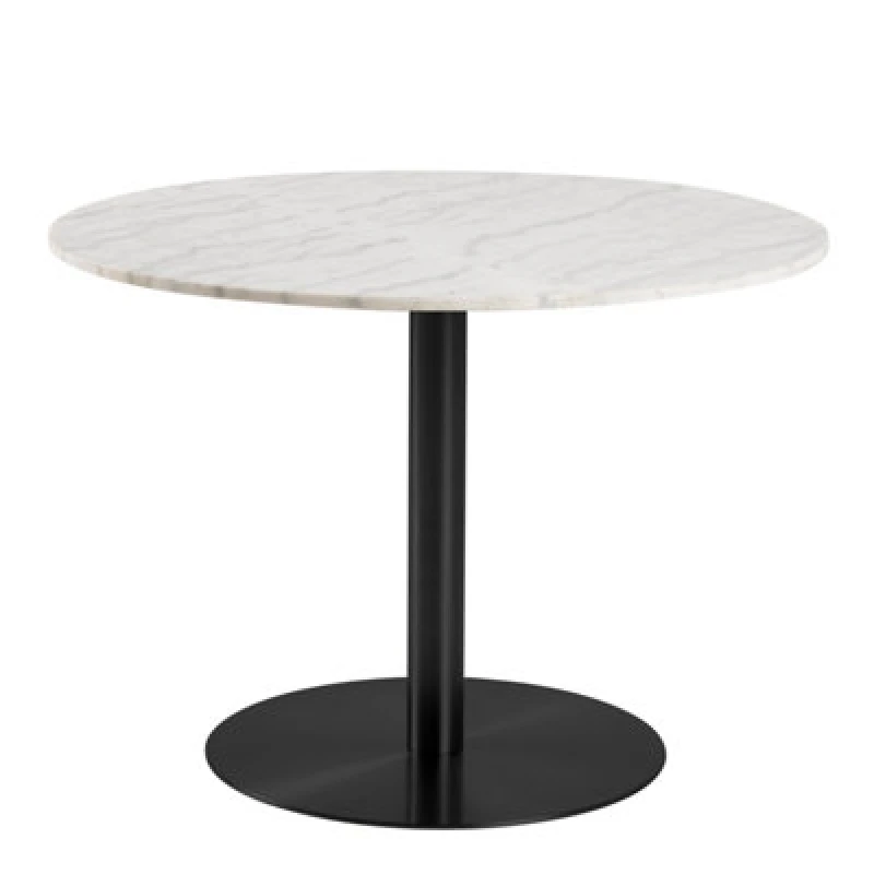 Image of Furniture To Go Corby Round Dining Table With White Polished Marble Top & Black Base