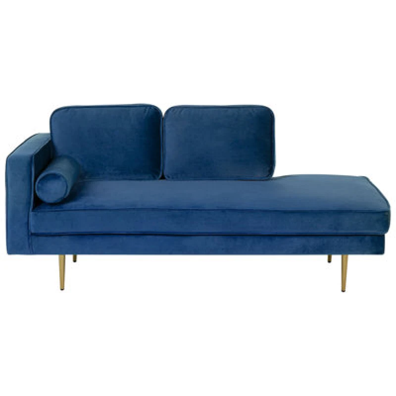 Image of Beliani Left-Hand Chaise Lounge Miramas Velvet Navy Blue