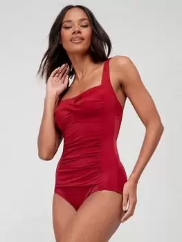 Image of DORINA Recycled Micro Corsica Shaping Swimsuit - Red, Size 10, Women
