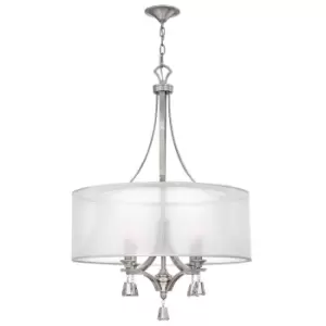 Image of 4 Bulb Chandelier Hanging Pendant LIght Brushed Nickel LED E14 60W Bulb