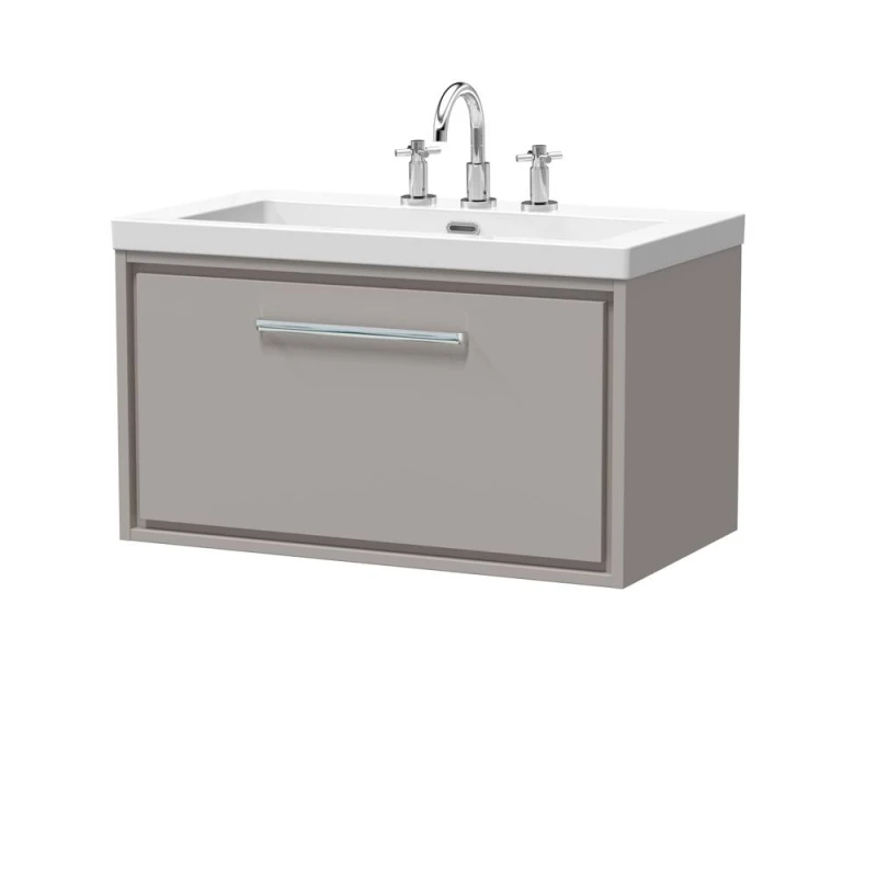 Image of Balterley Bathroom 1 Soft Close Drawer Wall Hung, Fireclay Basin, Grey, 800mm in Grey Grey Unisex